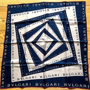 Great for the 4th of July Authentic Bulgari Logomania silk scarf new w/o tag
